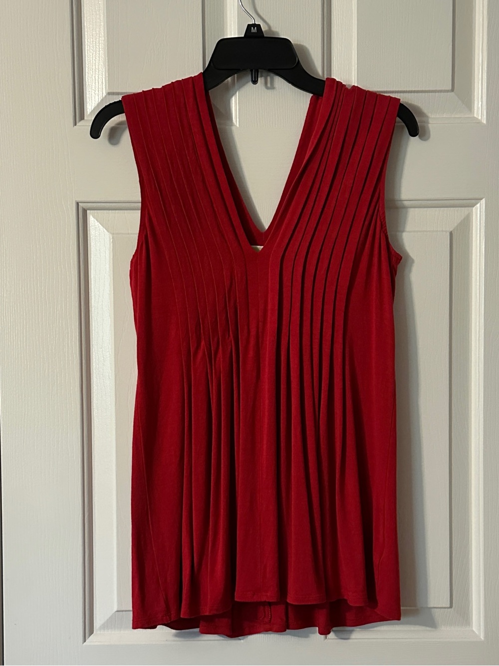 Michael Kors Red V-Neck Pleated Top